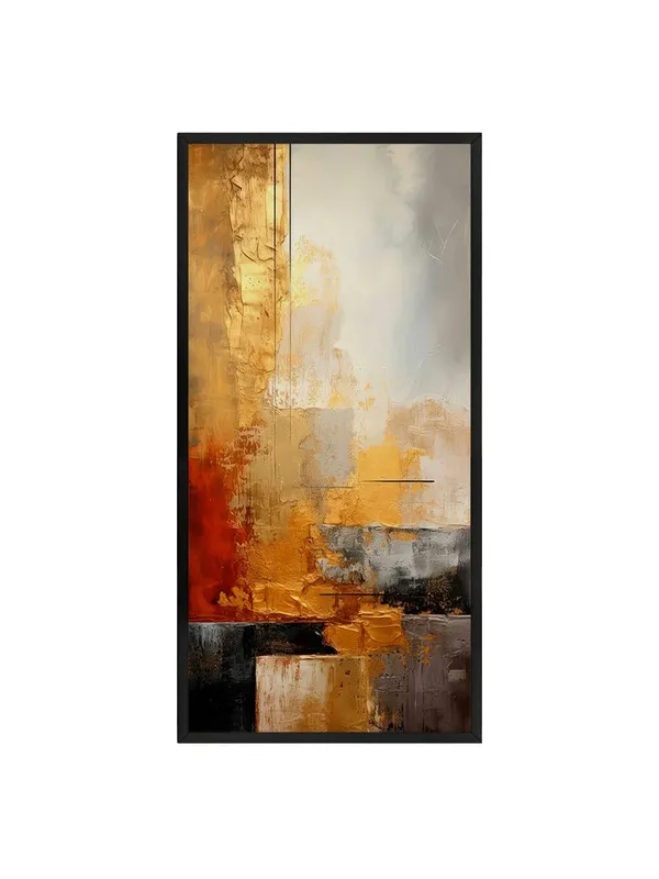 Modern_Abstract_Canvas_Wall_Art,_Orange_and_Grey_Textured_Painting,_120_x_60_cm,_Black_Frame