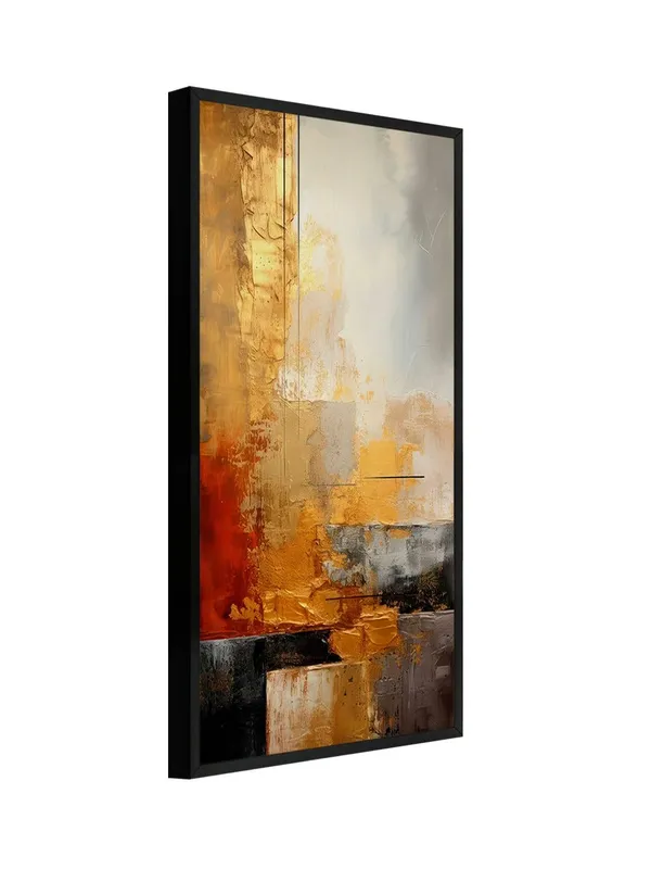 Modern_Abstract_Canvas_Wall_Art,_Orange_and_Grey_Textured_Painting,_120_x_60_cm,_Black_Frame