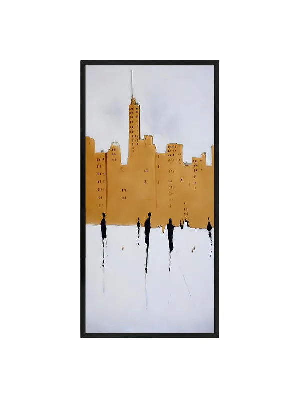 Modern_Abstract_Cityscape_Wall_Art,_Black_Framed_Canvas_Print,_1-Panel_Urban_Silhouette_Painting_for_Living_Room