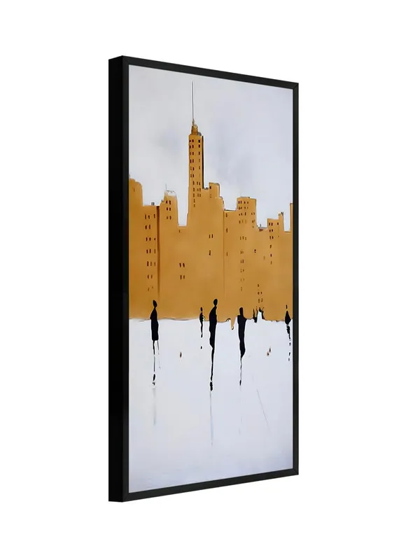 Modern_Abstract_Cityscape_Wall_Art,_Black_Framed_Canvas_Print,_1-Panel_Urban_Silhouette_Painting_for_Living_Room