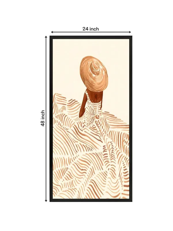 Modern_Abstract_Wall_Art,_Terracotta_Waves_Pattern,_Black_Frame,_Vertical_Canvas_Print