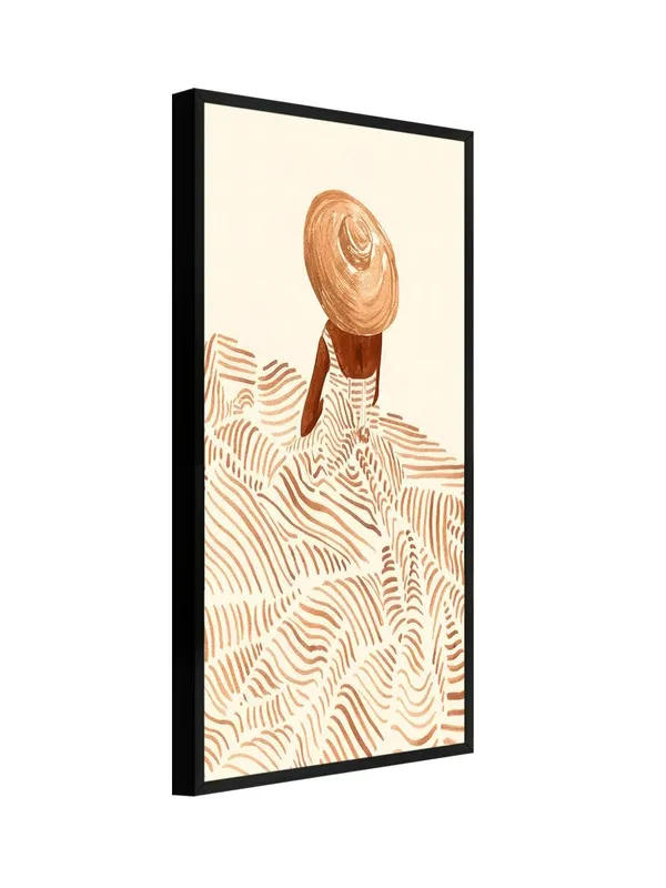Modern_Abstract_Wall_Art,_Terracotta_Waves_Pattern,_Black_Frame,_Vertical_Canvas_Print