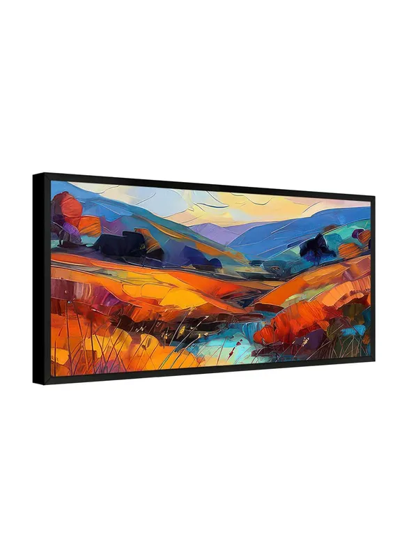 Modern_Abstract_Landscape_Wall_Art,_Vibrant_Mountain_Scene_Canvas_Print_with_Black_Frame,_Living_Room_Decor