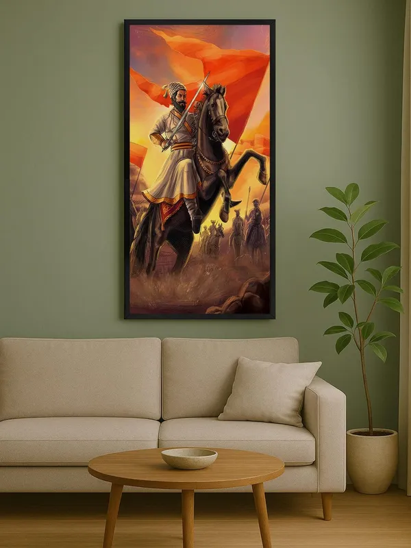 Historical_Warrior_Canvas_Wall_Art,_Black_Frame,_120_x_60_cm,_Vertical_Orientation,_Matte_Finish