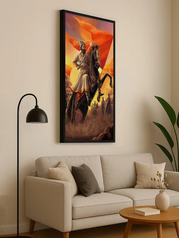 Historical_Warrior_Canvas_Wall_Art,_Black_Frame,_120_x_60_cm,_Vertical_Orientation,_Matte_Finish