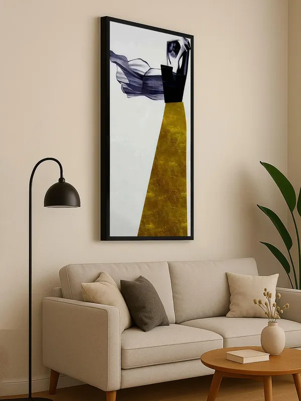 Modern_Abstract_Wall_Art,_Canvas_Print_with_Black_Frame,_Gold_and_Navy_Design,_120_x_60_cm,_Vertical_Orientation