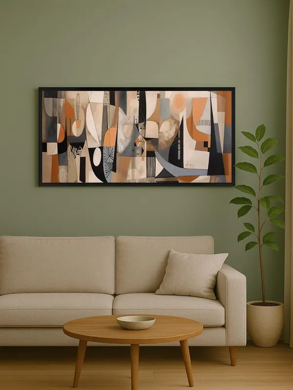 Modern_Abstract_Wall_Art_Print,_Black_Frame,_Orange_Grey_Geometric_Design,_Living_Room_Decor