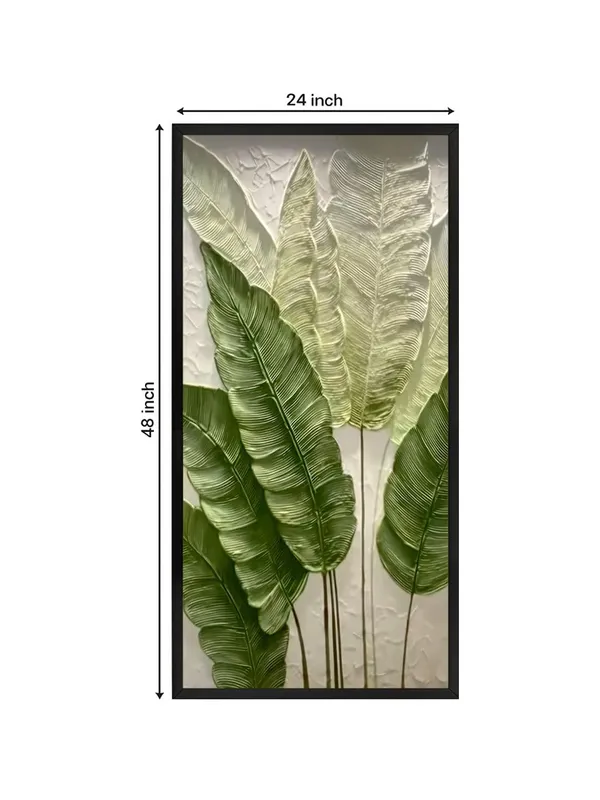 Tropical_Palm_Leaves_Wall_Art,_Large_Framed_Canvas_Print,_Green_and_White,_Modern_Botanical_Decor