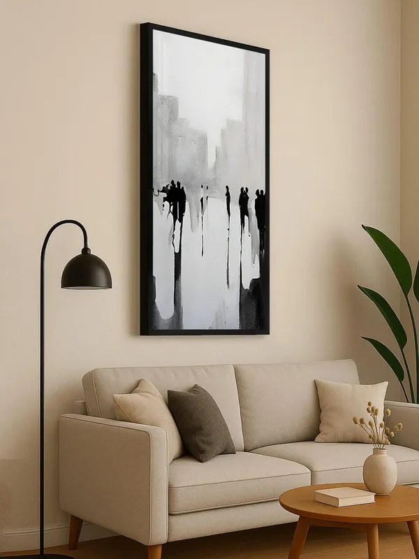 Modern_Abstract_Black_and_White_Wall_Art,_Minimalist_Cityscape_Canvas_Print_with_Frame,_Living_Room_Decor