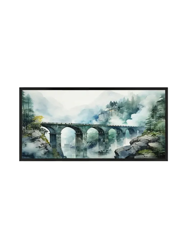 Watercolor_Mountain_Bridge_Wall_Art,_Framed_Landscape_Canvas_Print,_Modern_Living_Room_Decor