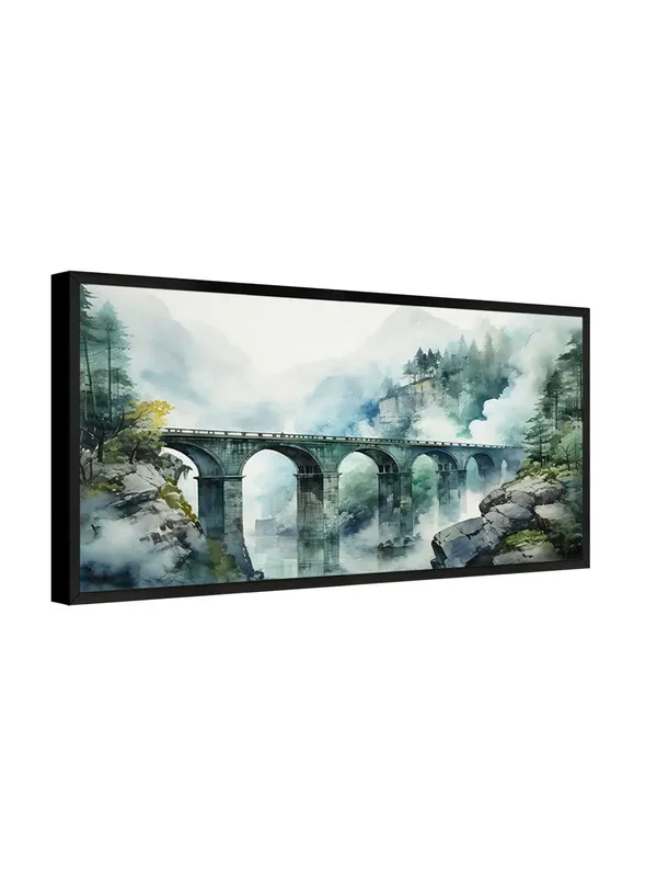 Watercolor_Mountain_Bridge_Wall_Art,_Framed_Landscape_Canvas_Print,_Modern_Living_Room_Decor
