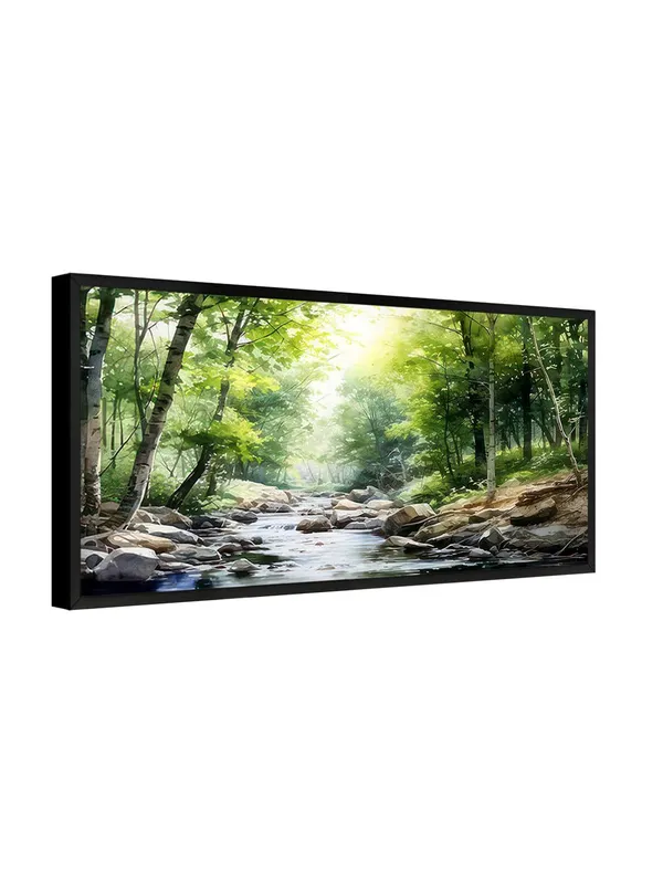 Forest_Stream_Nature_Canvas_Wall_Art,_Large_Living_Room_Decor,_Landscape_Painting_Print_with_Black_Frame