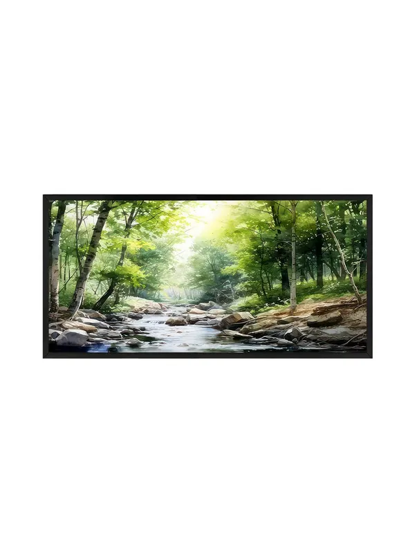 Forest_Stream_Nature_Canvas_Wall_Art,_Large_Living_Room_Decor,_Landscape_Painting_Print_with_Black_Frame