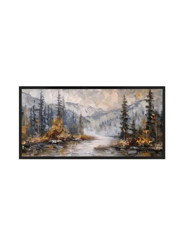 Mountain_Lake_Landscape_Canvas_Wall_Art,_Black_Frame,_Nature_Scene_Living_Room_Decor