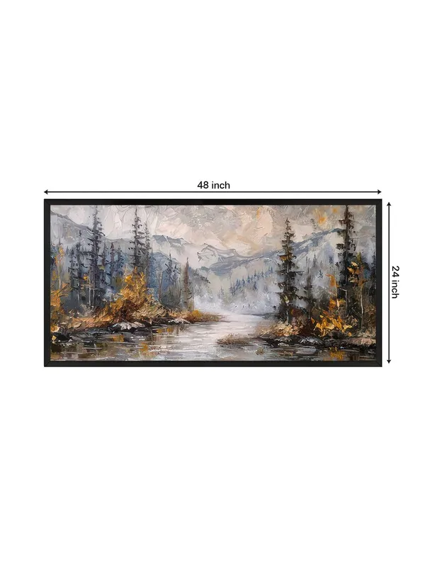 Mountain_Lake_Landscape_Canvas_Wall_Art,_Black_Frame,_Nature_Scene_Living_Room_Decor