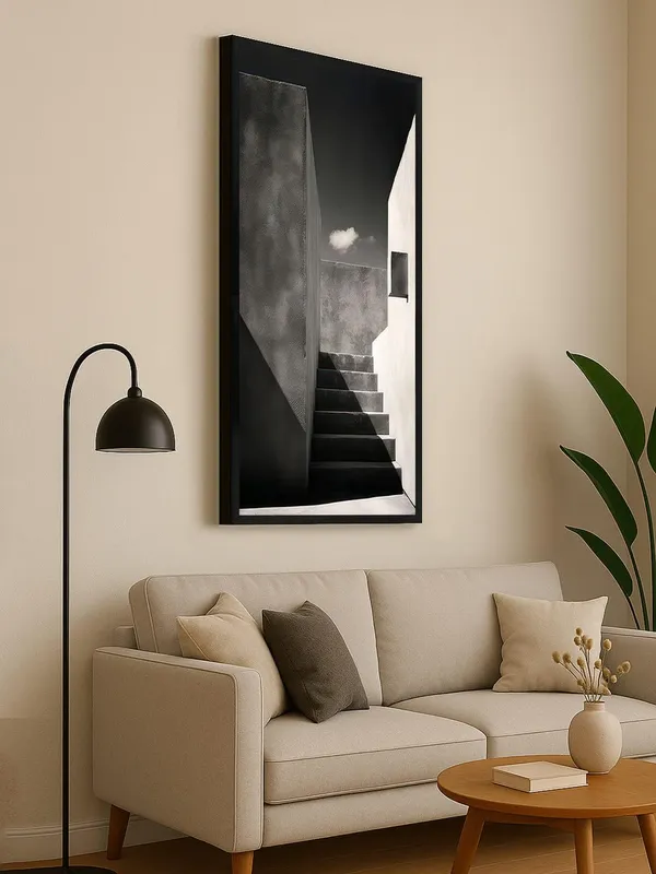 Modern_Black_and_White_Staircase_Photography_Wall_Art,_Framed_Print,_Contemporary_Home_Decor