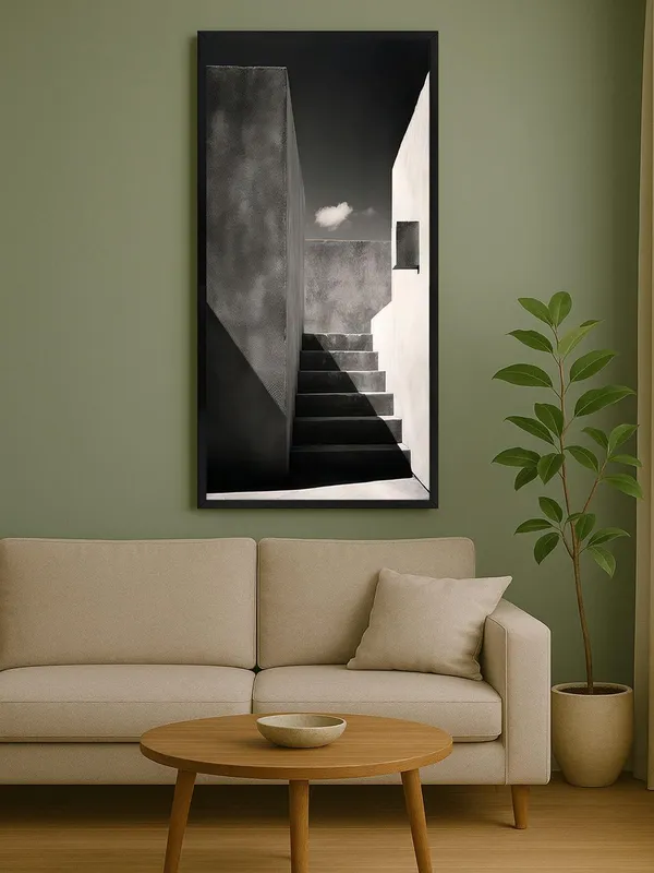 Modern_Black_and_White_Staircase_Photography_Wall_Art,_Framed_Print,_Contemporary_Home_Decor