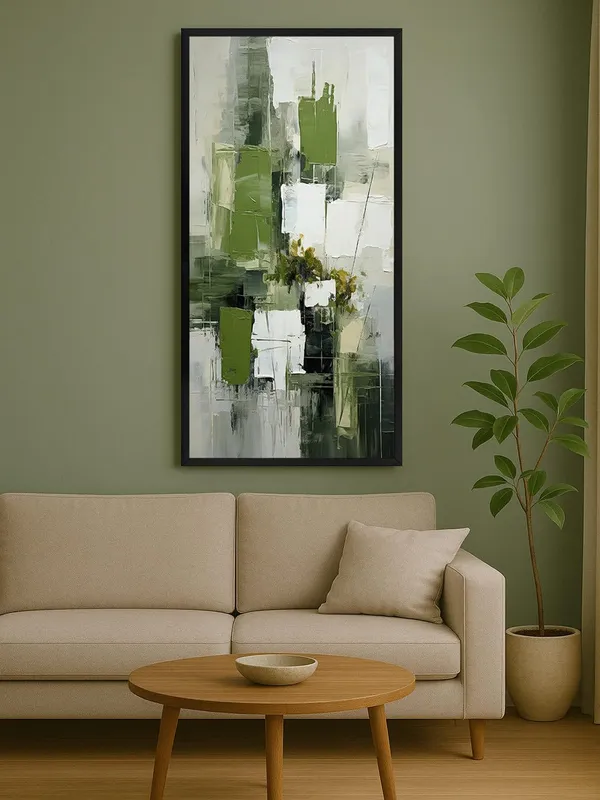 Modern_Abstract_Wall_Art_Canvas,_Green_and_White_Geometric_Print,_Black_Frame,_Living_Room_Decor