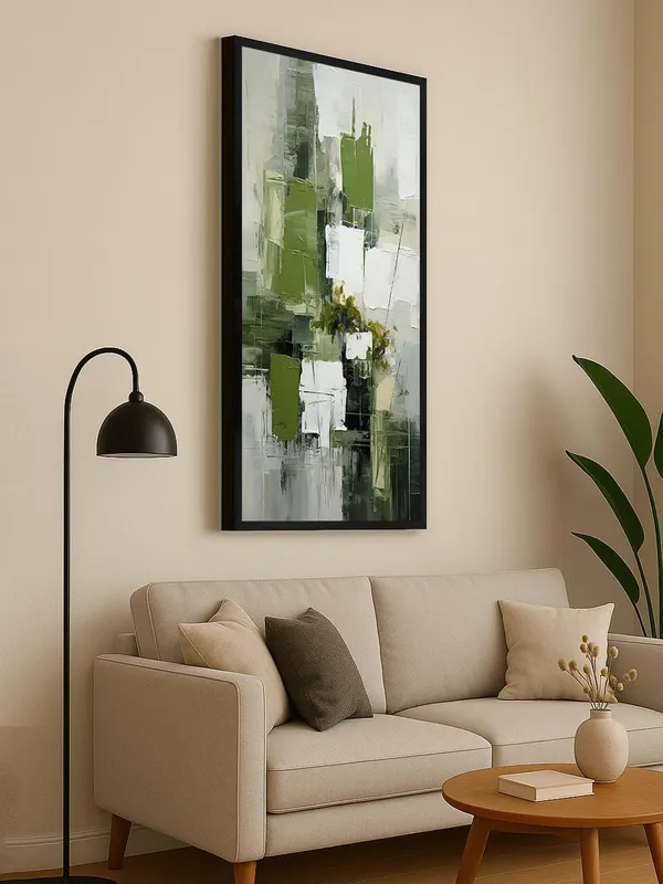 Modern_Abstract_Wall_Art_Canvas,_Green_and_White_Geometric_Print,_Black_Frame,_Living_Room_Decor