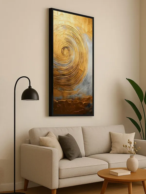 Modern_Abstract_Gold_Spiral_Wall_Art,_Black_Frame,_Large_Vertical_Canvas_Print_for_Living_Room