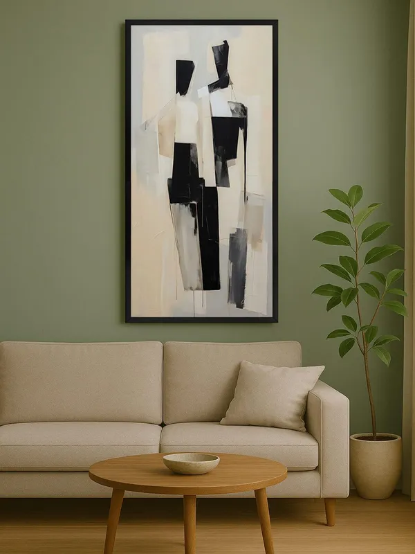 Modern_Abstract_Wall_Art,_Black_and_White_Canvas_Print,_120_x_60_cm,_Framed_Vertical_Painting_for_Living_Room