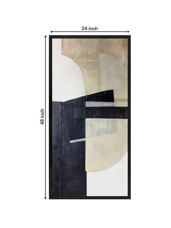 Modern_Abstract_Wall_Art_Print,_Black_and_Beige_Geometric_Canvas,_120_x_60_cm,_Framed,_Living_Room_Decor