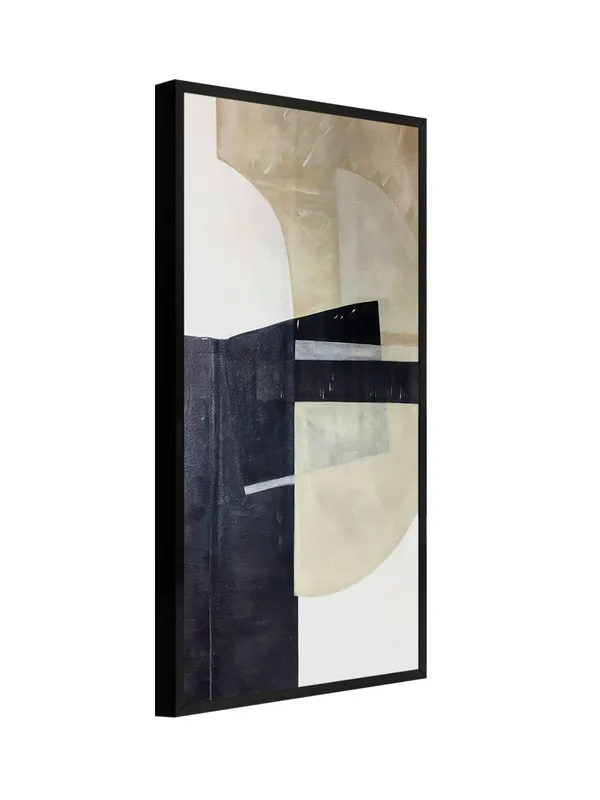 Modern_Abstract_Wall_Art_Print,_Black_and_Beige_Geometric_Canvas,_120_x_60_cm,_Framed,_Living_Room_Decor
