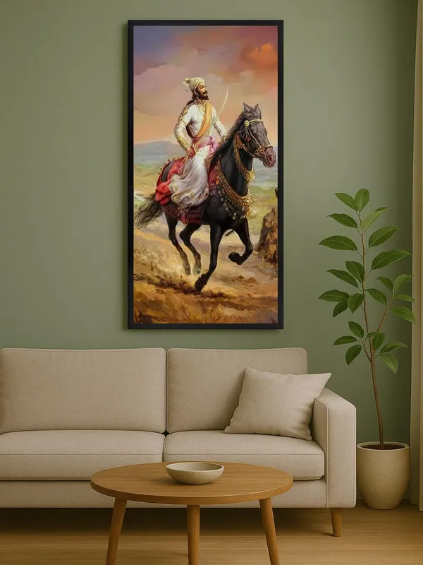 Royal_Warrior_Canvas_Wall_Art,_120_x_60_cm,_Black_Frame,_Modern_Contemporary_Style,_Living_Room_Decor
