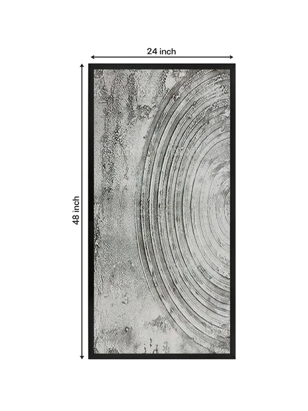 Modern_Abstract_Wall_Art,_Grey_Concentric_Circles_Canvas_Print,_Black_Frame,_Living_Room_Decor