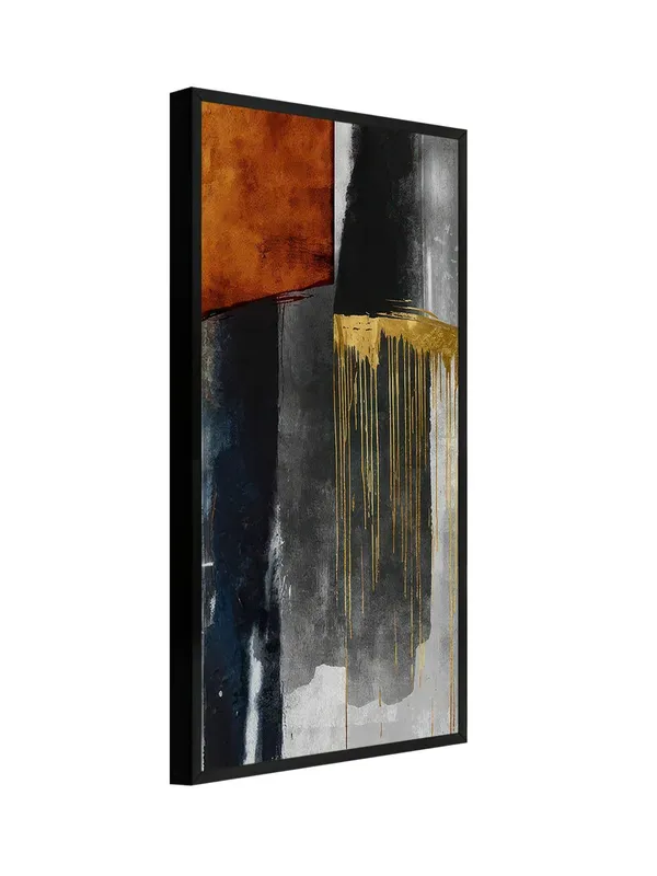 Modern_Abstract_Wall_Art_Canvas_Print,_Gold_and_Grey_with_Rust_Tones,_Black_Frame,_120_x_60_cm,_Vertical_Living_Room_Decor