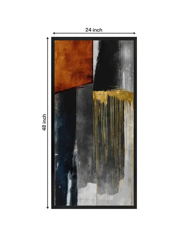 Modern_Abstract_Wall_Art_Canvas_Print,_Gold_and_Grey_with_Rust_Tones,_Black_Frame,_120_x_60_cm,_Vertical_Living_Room_Decor