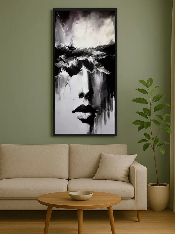 Abstract_Black_and_White_Canvas_Wall_Art,_Storm_at_Sea_Portrait,_Modern_Contemporary,_120_x_60_cm,_Framed_Print