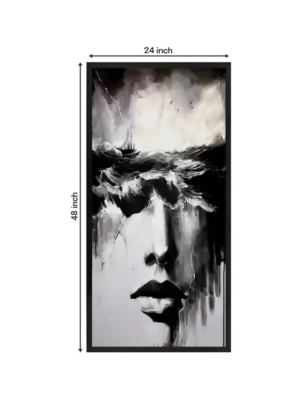 Abstract_Black_and_White_Canvas_Wall_Art,_Storm_at_Sea_Portrait,_Modern_Contemporary,_120_x_60_cm,_Framed_Print