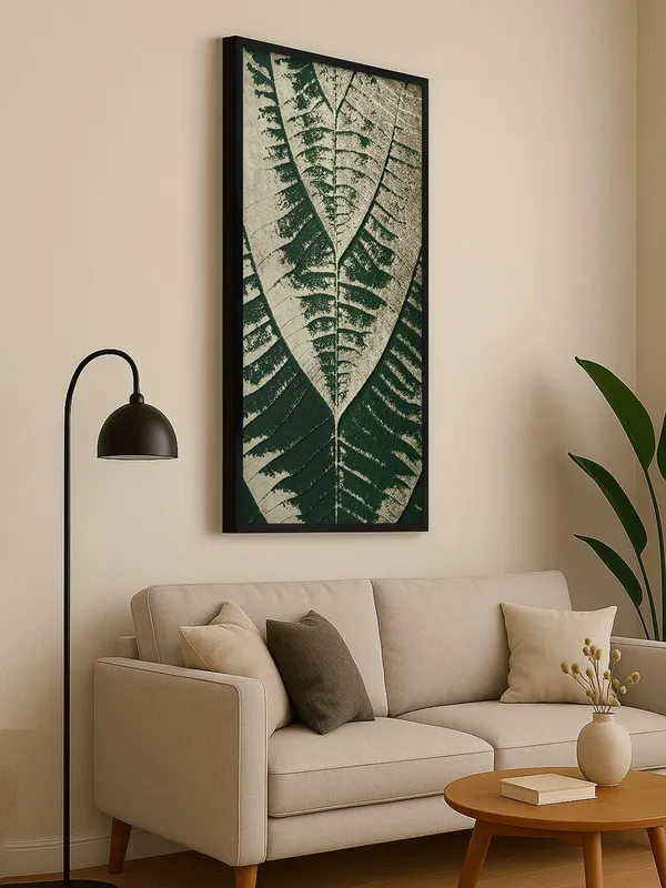 Botanical_Wall_Art_Print,_Large_Tropical_Leaf_Canvas,_Black_Frame,_Modern_Home_Decor