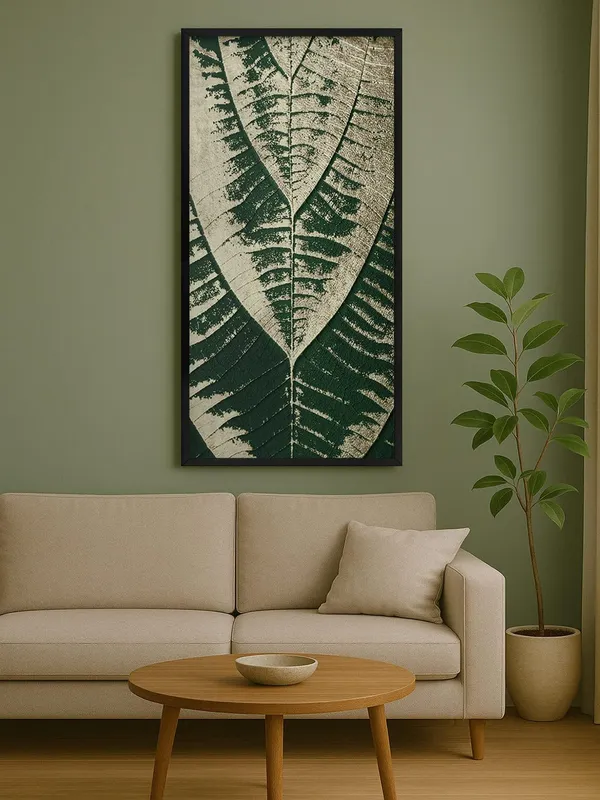 Botanical_Wall_Art_Print,_Large_Tropical_Leaf_Canvas,_Black_Frame,_Modern_Home_Decor