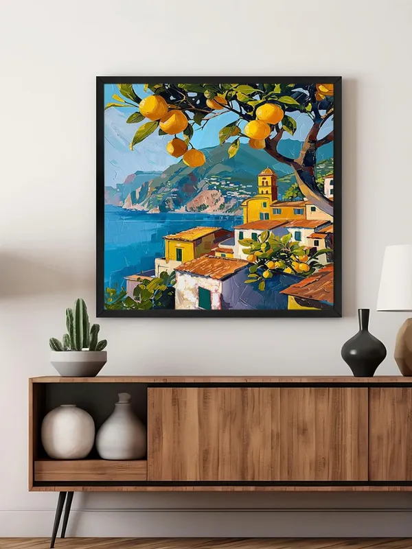 Box_Fiber_Frame_Lemon_Orchard_Canvas-Wrapped_Painting_-_36X36_Inch_-_Vibrant_Village_Scene_Art_for_Kitchen_or_Dining_Area_(BLF36X360421)