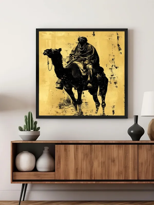 Box_Fiber_Frame_Camel_Rider_Canvas-Wrapped_Painting_24X24_-_Desert_Adventure_Silhouette_(BLF24X240353)
