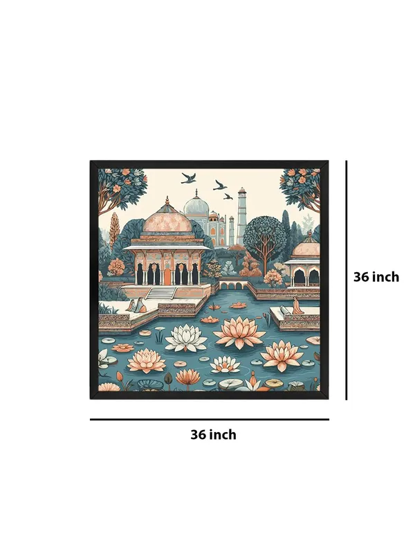 Box_Fiber_Frame_indian_art_mughal_garden_with_flying_birds_modern_art_wall_painting_for_wall_d�cor_indian_art_painting_(BLF36X360221)