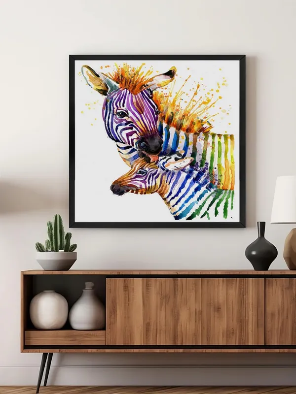 Box_Fiber_Frame_Colorful_Zebras_Canvas-Wrapped_Painting_24X24_-_Vibrant_Wildlife_Art_(BLF24X240348)
