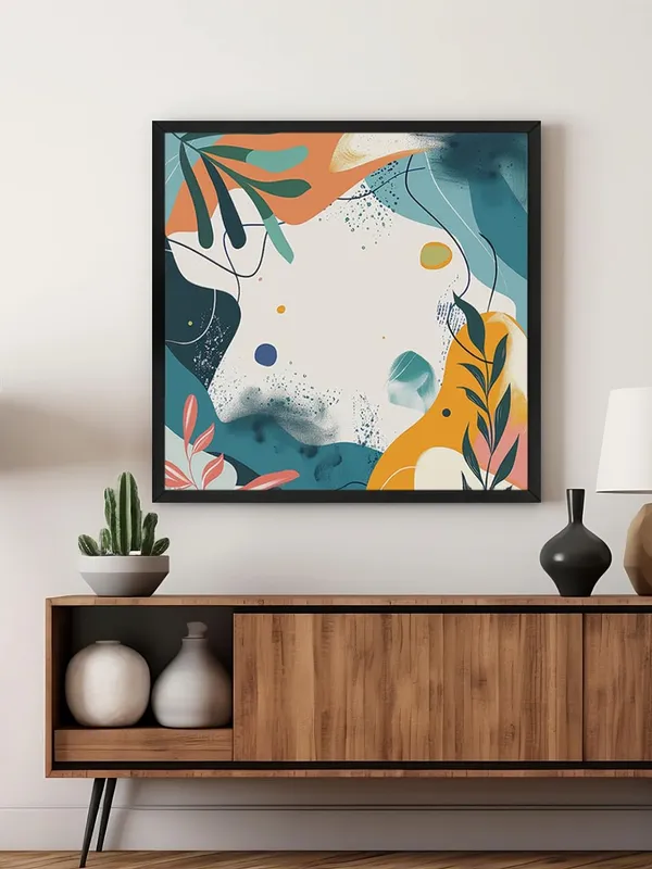 Box_Fiber_Frame_Vibrant_Abstract_Botanical_Art_Print_-_Teal,_Orange,_and_Yellow_Geometric_Painting_for_Modern_Home_D�cor_(BLF36X360133)