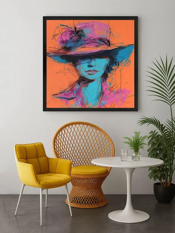 Box_Fiber_Frame_Hat_Silhouette_Canvas-Wrapped_Painting,_24X24_-_Bold_and_Colorful_Abstract_Art_for_Modern_Interiors_(BLF24X240408)