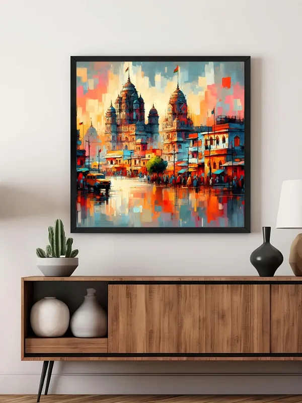Box_Fiber_Frame_Reflections_of_the_Divine_a_majestic_temple_reflected_in_water_with_vibrant_colors_golden_temple_wall_painting_(BLF36X360187)