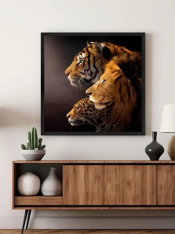 Box_Fiber_Frame_Big_Cats_Trio_Canvas-Wrapped_Painting_24X24_-_Animal_Lovers_Wall_Art_(BLF24X240336)