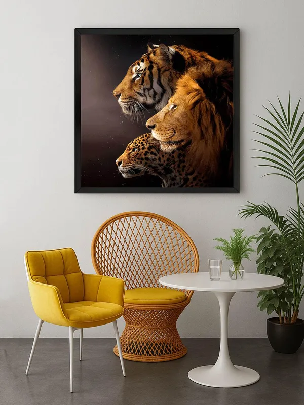 Box_Fiber_Frame_Big_Cats_Trio_Canvas-Wrapped_Painting_24X24_-_Animal_Lovers_Wall_Art_(BLF24X240336)