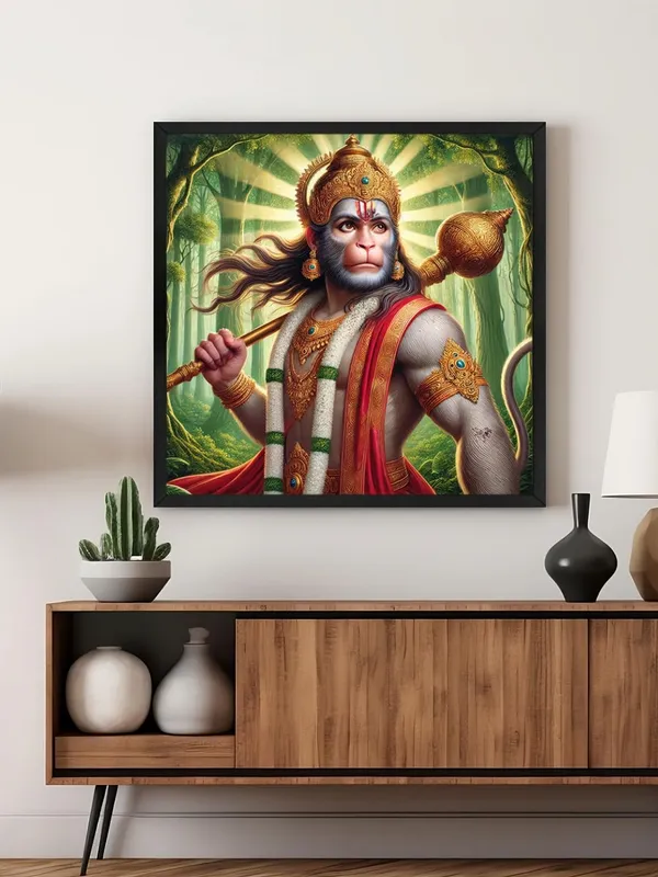 Box_Fiber_Frame_Canvas_Wrapped_Painting_of_Hanuman_in_Forest_-_Divine_Art_for_Yoga_Studios_and_Spiritual_Spaces_-36X36_Inches_(BLF36X360515)