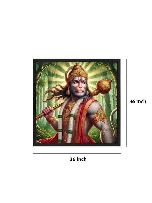 Box_Fiber_Frame_Canvas_Wrapped_Painting_of_Hanuman_in_Forest_-_Divine_Art_for_Yoga_Studios_and_Spiritual_Spaces_-36X36_Inches_(BLF36X360515)