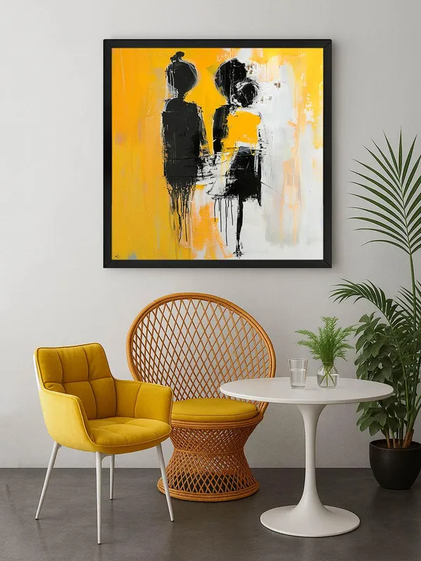 Box_Fiber_Frame_Silhouettes_in_Yellow_Canvas-Wrapped_Painting_36X36_-_Contemporary_Art_with_Contrasting_Figures_(BLF36X360381)