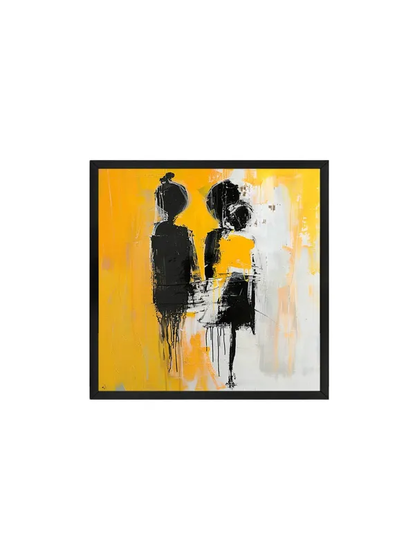 Box_Fiber_Frame_Silhouettes_in_Yellow_Canvas-Wrapped_Painting_36X36_-_Contemporary_Art_with_Contrasting_Figures_(BLF36X360381)