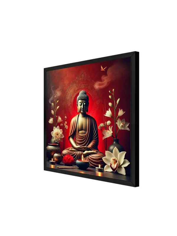 Box_Fiber_Frame_Canvas_Wrapped_Painting_of_Buddha_with_Candlelight_-_Peaceful_Decor_for_Zen_Ambiance_-_24X24_Inches_(BLF24X240554)