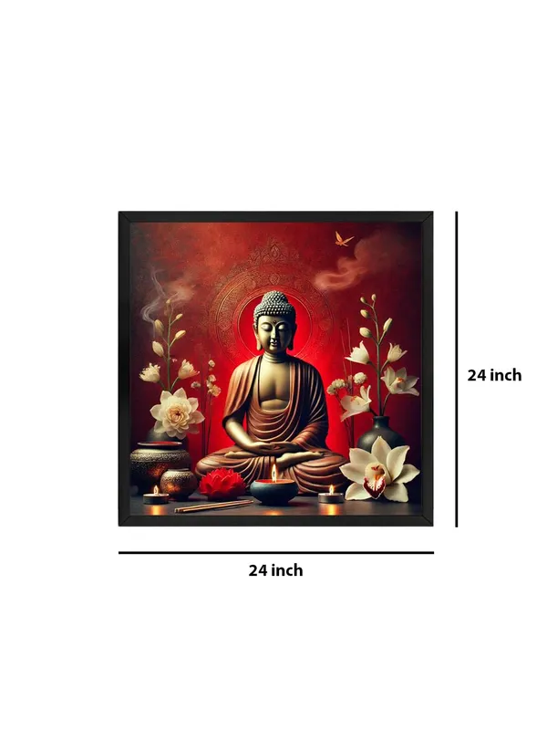 Box_Fiber_Frame_Canvas_Wrapped_Painting_of_Buddha_with_Candlelight_-_Peaceful_Decor_for_Zen_Ambiance_-_24X24_Inches_(BLF24X240554)